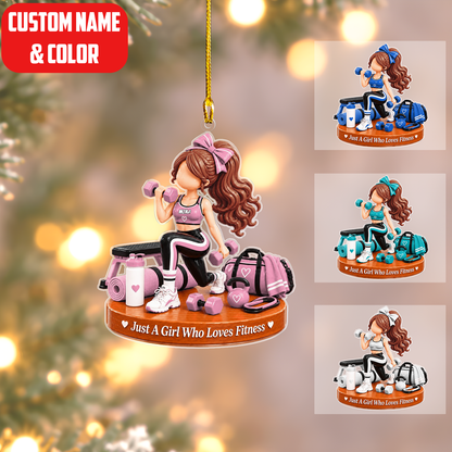 Personalized Fitness Christmas Flat Printed Acrylic Ornament, Lunge Workout Setup, Custom Ornament Christmas Gift, Keychain Fitness, Car Ornament Fitness