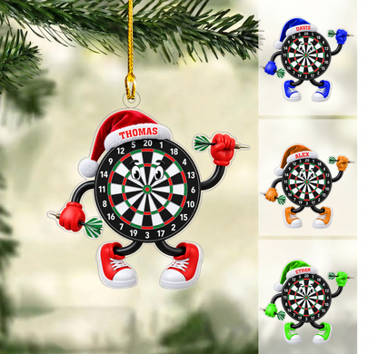 Personalized Darts Christmas Ornament, Dartboard Mascot Holding Darts, Custom Ornament Christmas Gift, Keychain Darts, Car Ornament Darts