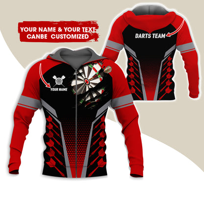 Custom Name & Team Darts Premium Zip Hoodie, Customized Darts Team Zip Hoodie For Men & Women - Gift For Darts Lovers, Darts Players
