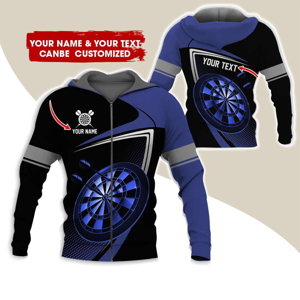 Custom Name & Text Darts Premium Zip Hoodie , Customized Darts Team Uniforms Zip Hoodie For Men & Women - Gift For Darts Lovers, Darts Players