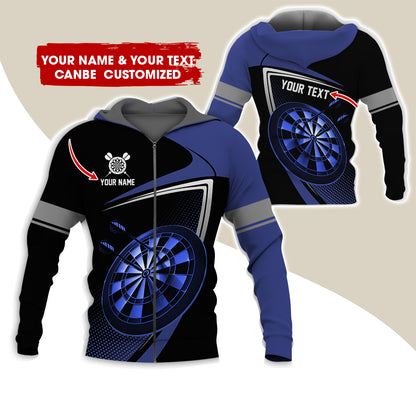 Custom Name & Text Darts Premium Zip Hoodie , Customized Darts Team Uniforms Zip Hoodie For Men & Women - Gift For Darts Lovers, Darts Players