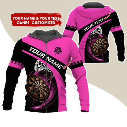 Personalized Name Darts Premium Zip Hoodie , Custom Name Dartboard Zip Hoodie For Men & Women - Gift For Darts Lovers, Darts Players