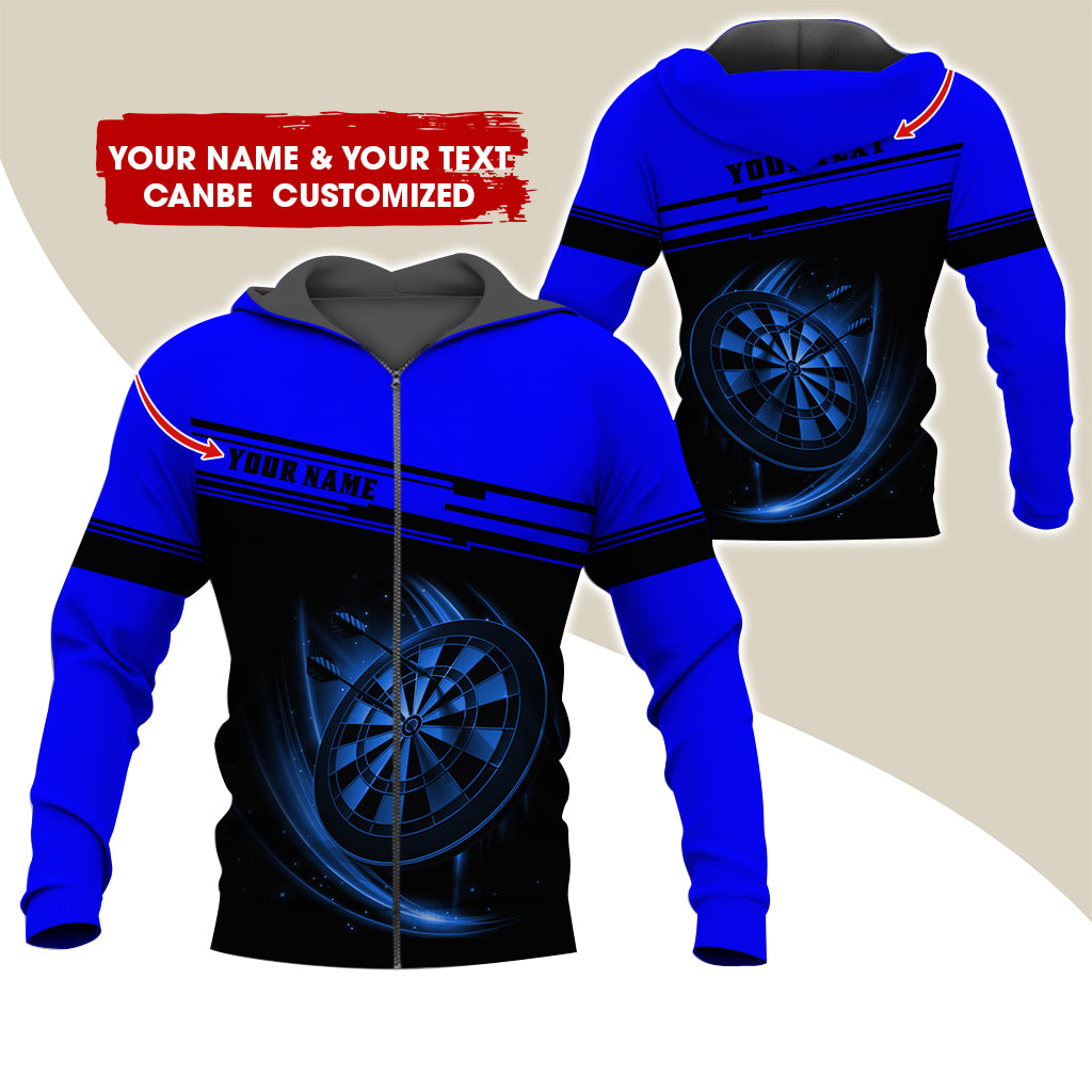 Personalized Name & Text Darts Premium Zip Hoodie, Custom Name Dartboard Zip Hoodie For Men & Women - Gift For Darts Lovers, Darts Players