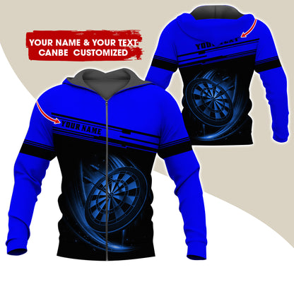 Personalized Name & Text Darts Premium Zip Hoodie, Custom Name Dartboard Zip Hoodie For Men & Women - Gift For Darts Lovers, Darts Players