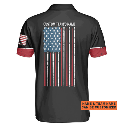 Customized Billiards Men Polo Shirt, Personalized 3D Billiards 8 Ball Pool Player US Flag Pattern Polo Shirt For Men, Billiards Lovers