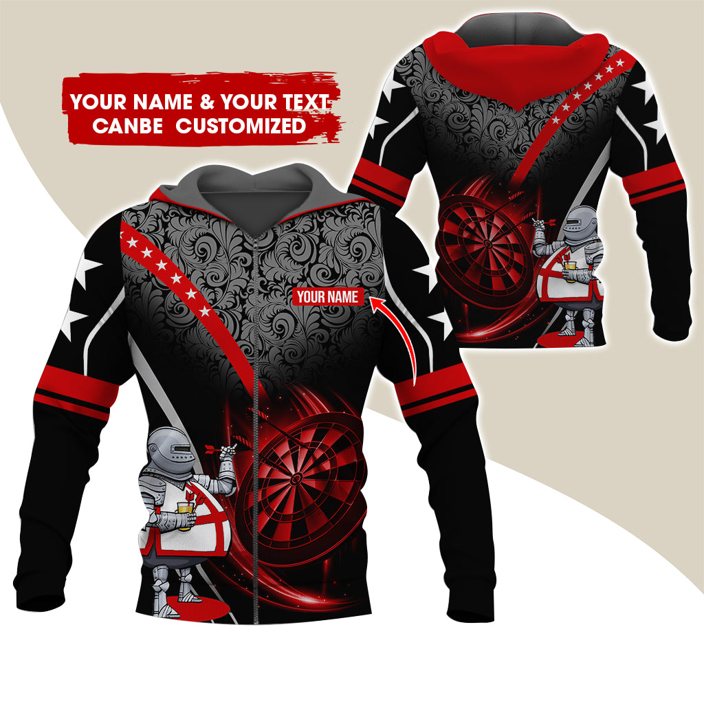 Custom Name & Text Darts Premium Zip Hoodie, Personalized Throwing Dad Darts Zip Hoodie For Men & Women - Gift For Darts Lovers, Darts Players