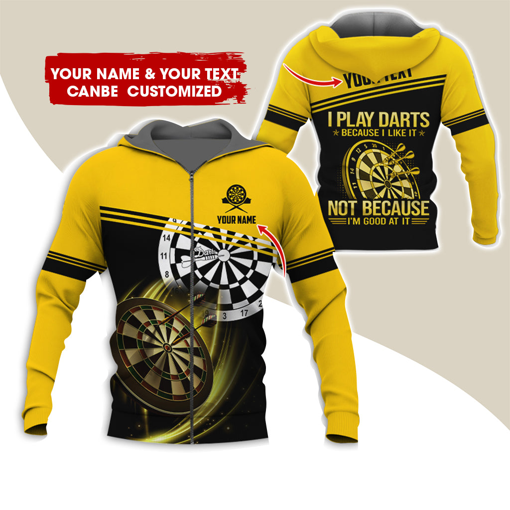 Customized Name Darts Premium Zip Hoodie, Personalized I Play Darts Zip Hoodie For Men & Women - Gift For Darts Lovers, Darts Players