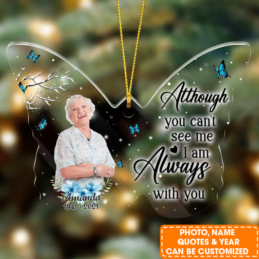 Personalized Memorial Butterfly Acrylic Ornament, Your Wings Were Ready By my Heart Was Not Ornament, Best Memorial Gift For Family Member