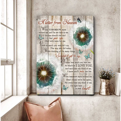 Dandelion and Butterflies Portrait Canvas, A letter from heaven Wall Art Decor Canvas, Perfect Gift For Dandelion Lovers, Friend, Family