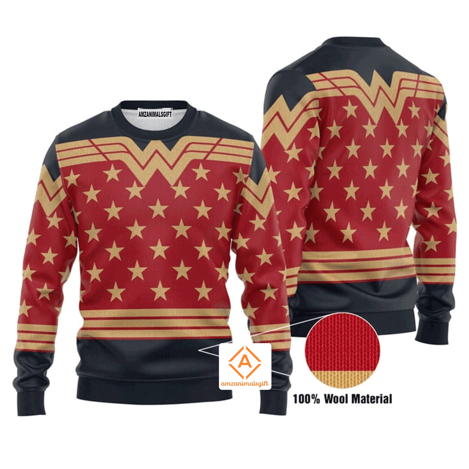 Adult Wonder Woman Dark Blue Christmas Sweater, Ugly Sweater For Men & Women, Perfect Outfit For Christmas New Year Autumn Winter