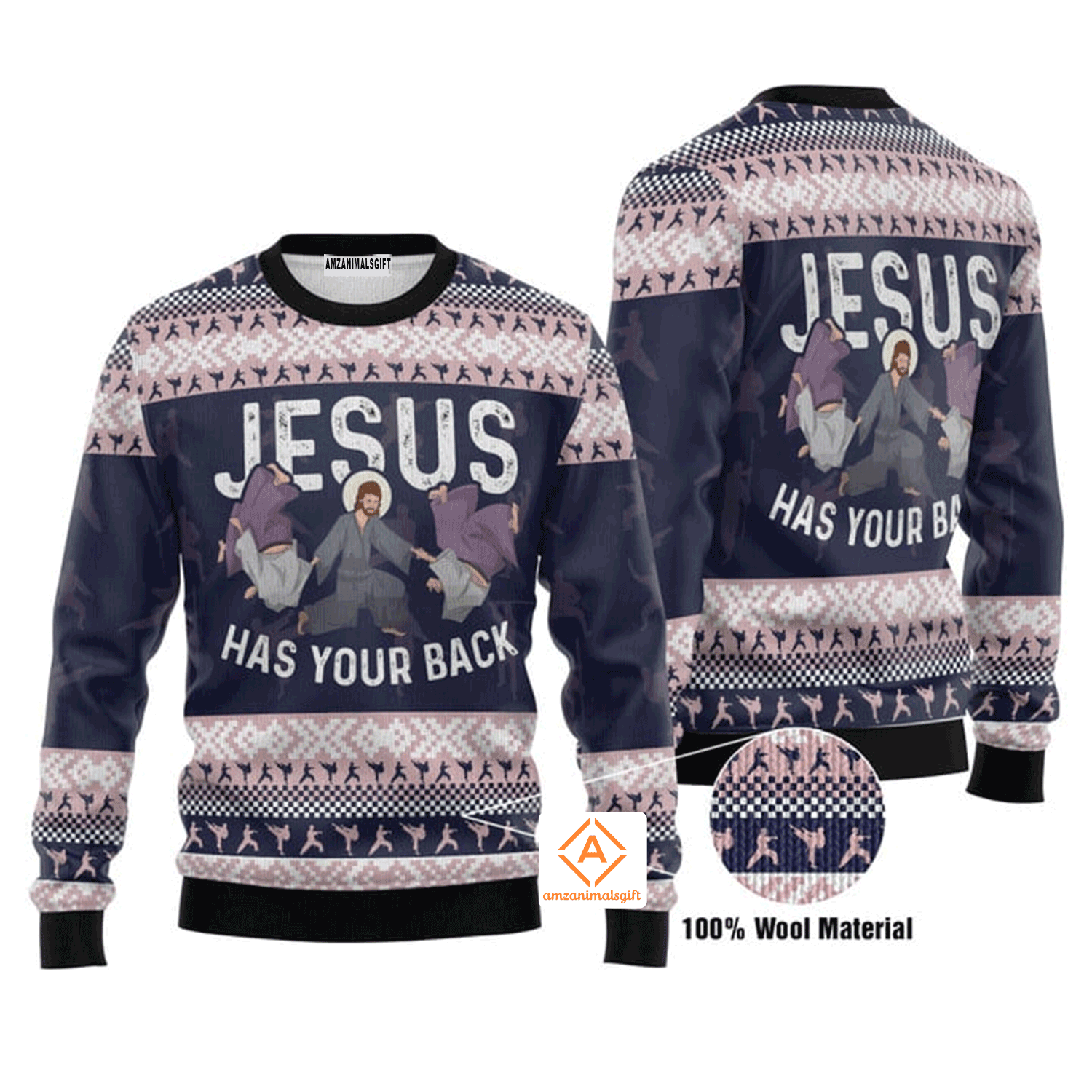 Jesus Christmas Sweater Has Your Back Jiu Jitsu, Ugly Sweater For Men & Women, Perfect Outfit For Christmas New Year Autumn Winter