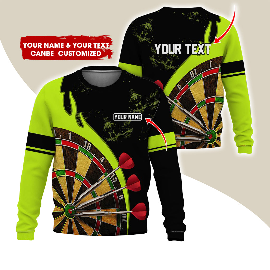 Customized Name & Text Darts Sweatshirt, Personalized Yellow Dartboard Sweatshirt For Men & Women - Gift For Darts Lovers, Darts Players