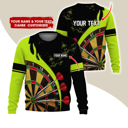Customized Name & Text Darts Sweatshirt, Personalized Yellow Dartboard Sweatshirt For Men & Women - Gift For Darts Lovers, Darts Players
