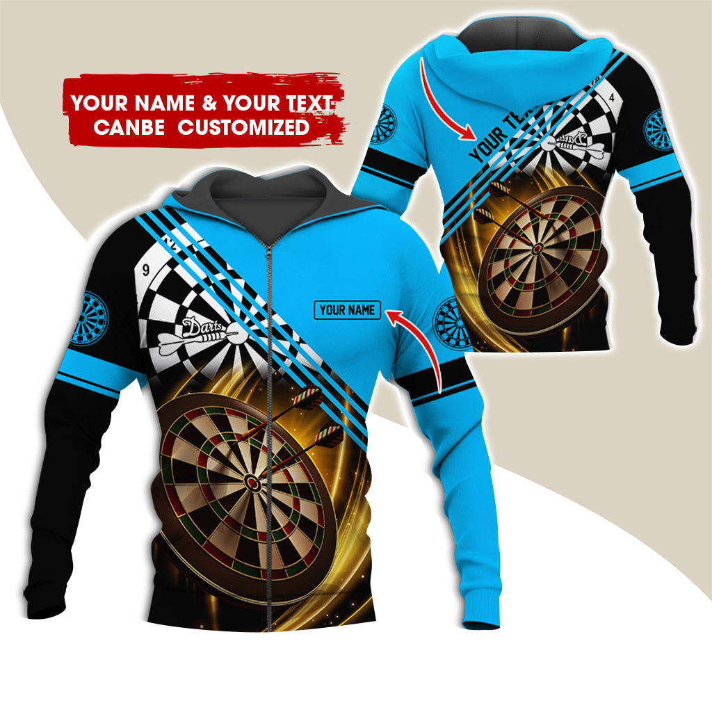 Customized Name & Text Darts Premium Zip Hoodie, Personalized Team Play Darts Zip Hoodie For Men & Women - Gift For Darts Lovers, Darts Players