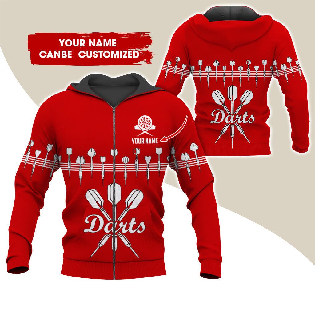 Customized Name Darts Premium Zip Hoodie, Personalized Name Darts Zip Hoodie For Men & Women - Gift For Darts Lovers, Darts Players