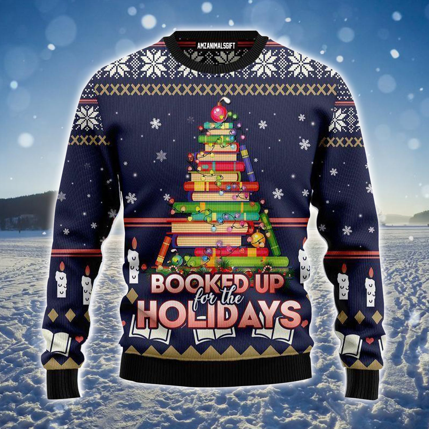Book Ugly Christmas Sweater, Christmas Tree Ugly Sweater, Booked Up For The Holidays Ugly Sweater For Men & Women - Gift For Christmas, Book Lovers