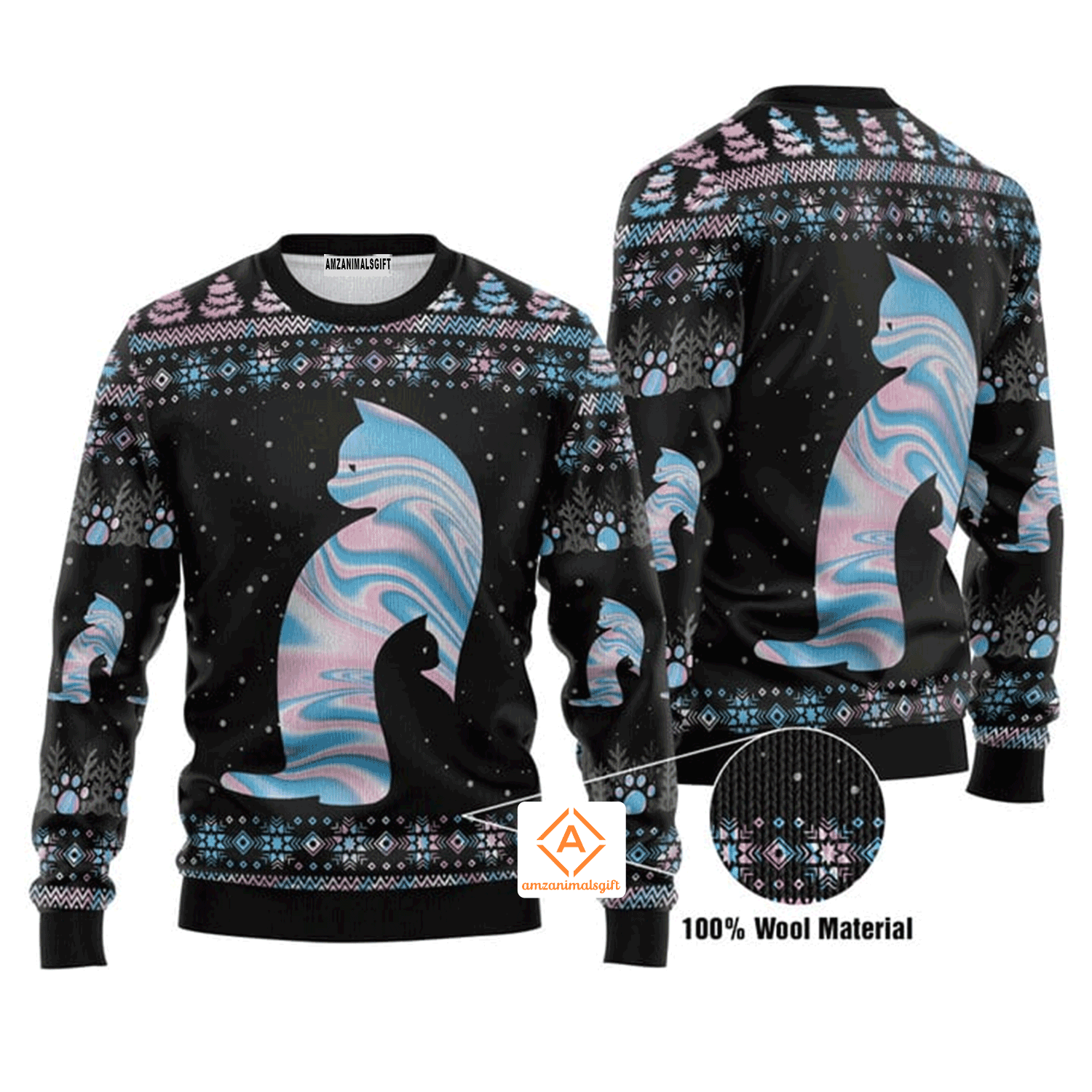 Cat Hologram Christmas Sweater, Ugly Sweater For Men & Women, Perfect Outfit For Christmas New Year Autumn Winter