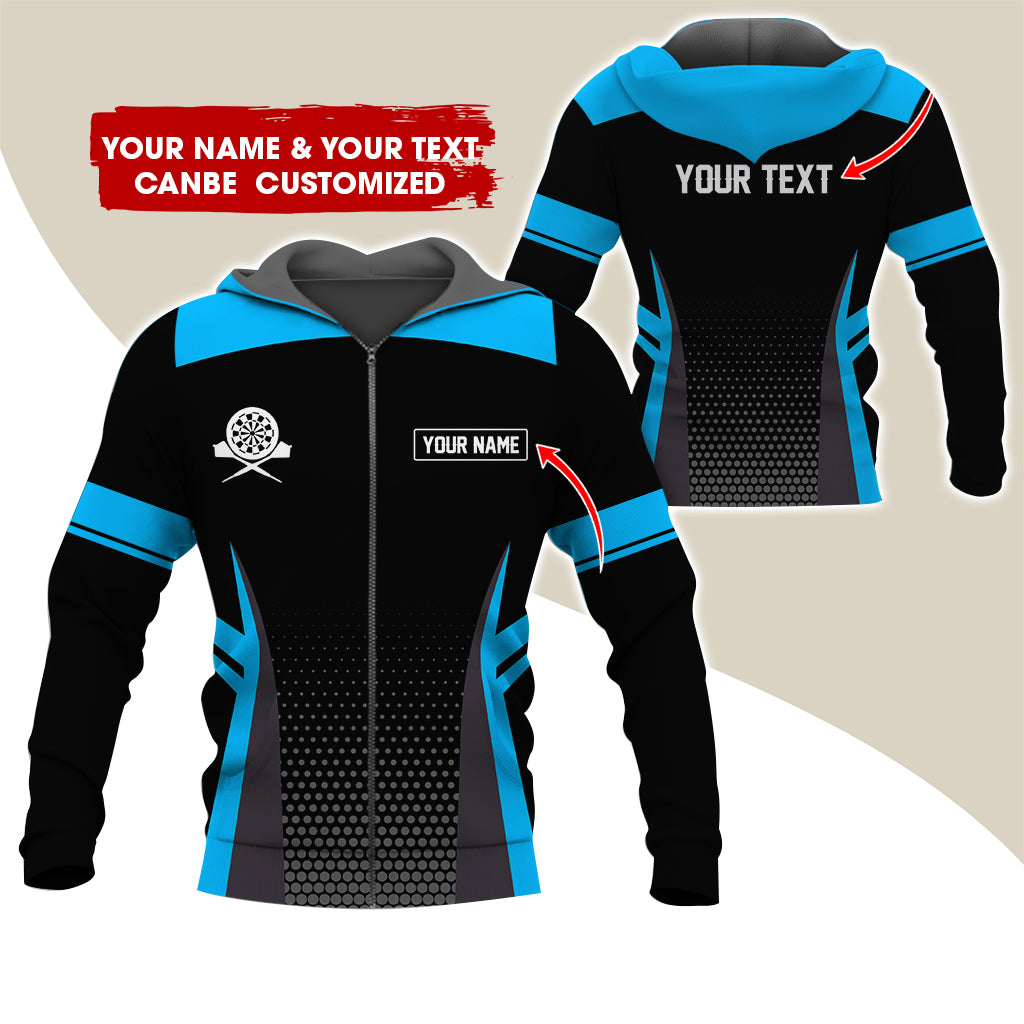Custom Name & Text Darts Premium Zip Hoodie, Personalized Name Darts Uniforms Zip Hoodie For Men & Women - Gift For Darts Lovers, Darts Players