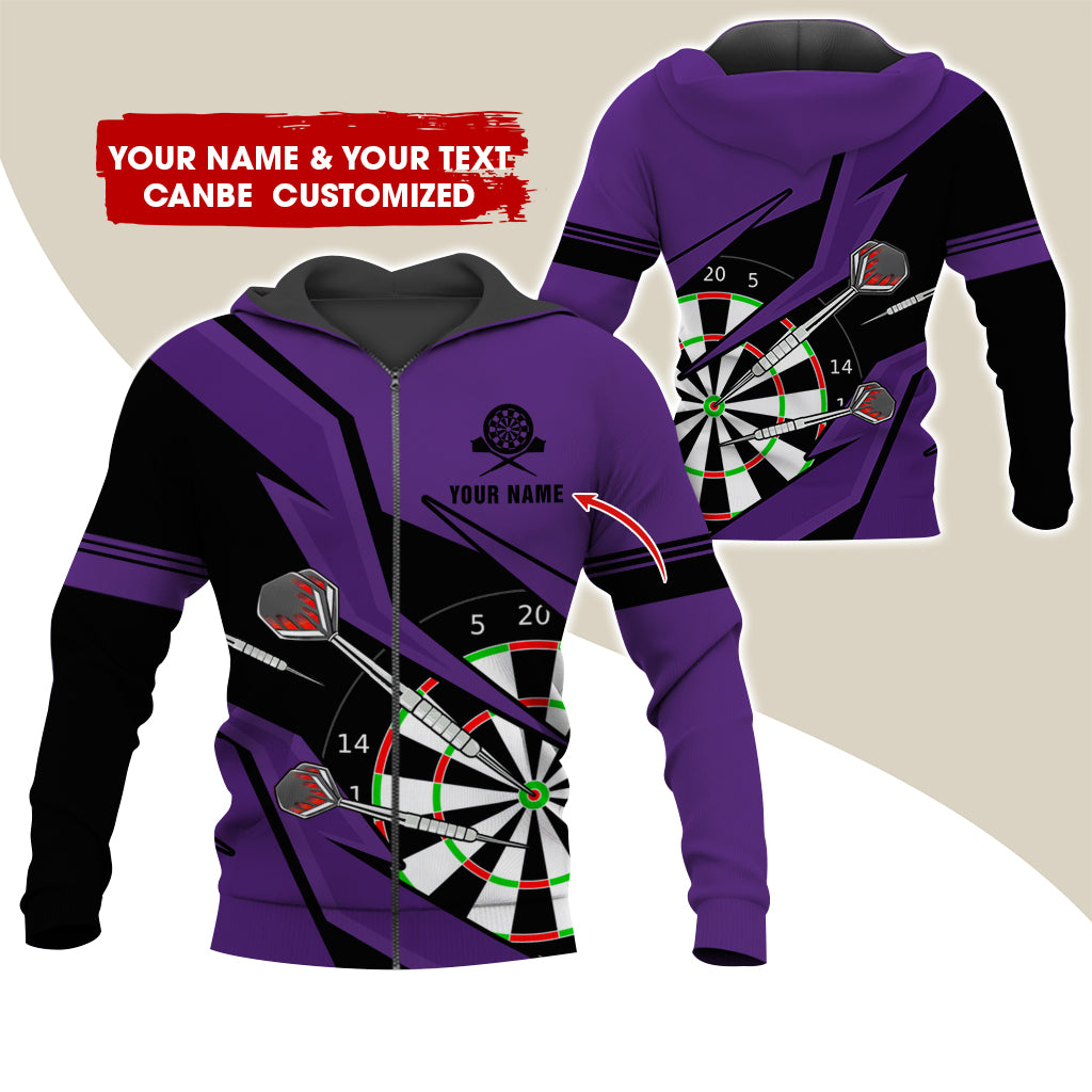 Customized Darts Premium Zip Hoodie, Personalized Name & Text Darts Team Zip Hoodie For Men & Women - Gift For Darts Lovers, Darts Players