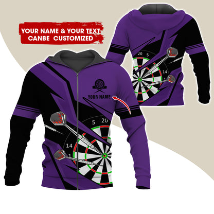 Customized Darts Premium Zip Hoodie, Personalized Name & Text Darts Team Zip Hoodie For Men & Women - Gift For Darts Lovers, Darts Players