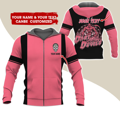 Personalized Name & Text Devils Darts Premium Zip Hoodie, Custom Name Dartboard Zip Hoodie For Men & Women - Gift For Darts Lovers, Darts Players