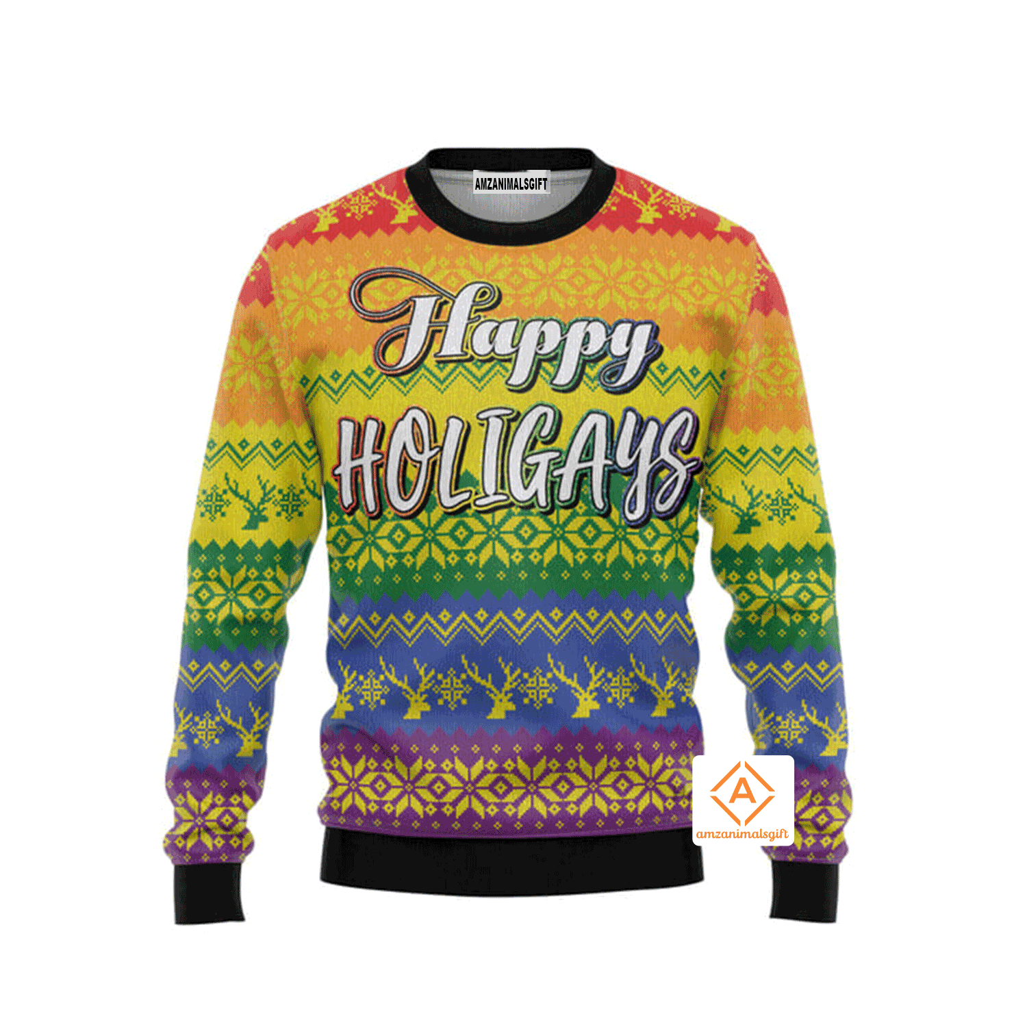 LGBT Gay Pride Christmas Sweater Happy Holigays, Ugly Sweater For Men & Women, Perfect Outfit For Christmas New Year Autumn Winter