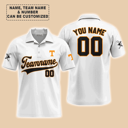 Customized Baseball Men Polo Shirt, Indiana Baseball Logo White Custom Polo Shirt - Perfect Polo Shirt For Men, Baseball Lovers