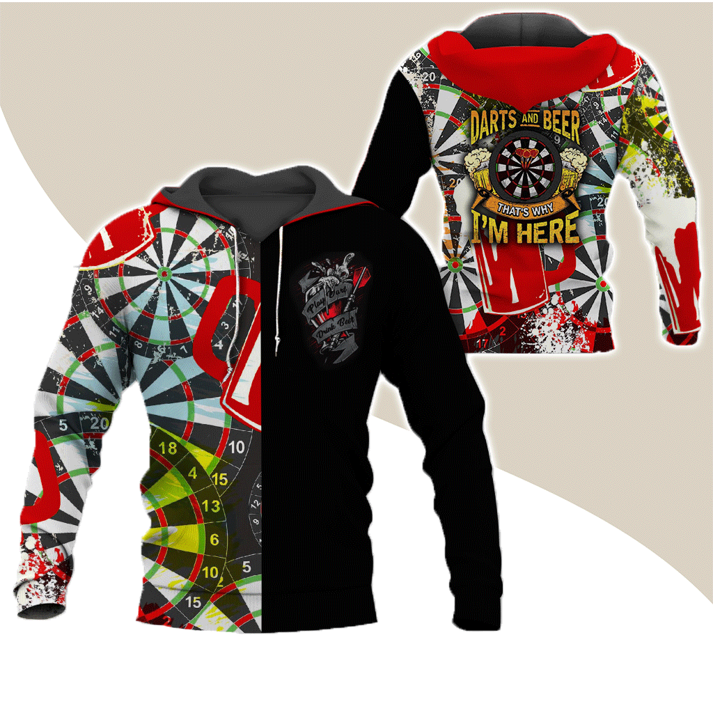 Darts Premium Hoodie, Darts And Beer That's Why I'm Here Darts Hoodie For Men & Women - Gift For Darts Lovers, Friend, Family
