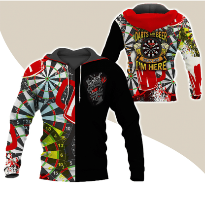 Darts Premium Hoodie, Darts And Beer That's Why I'm Here Darts Hoodie For Men & Women - Gift For Darts Lovers, Friend, Family