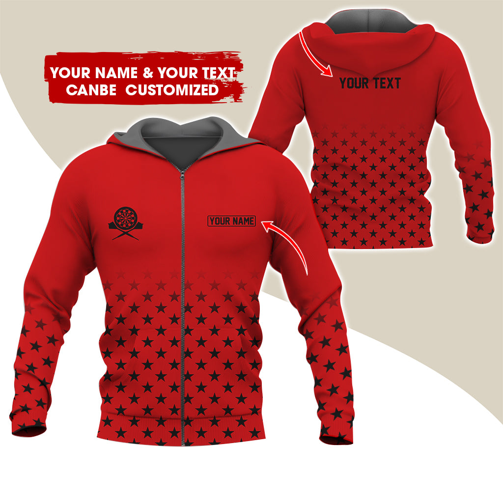 Customized Name & Text Darts Premium Zip Hoodie, Custom Name Darts Zip Hoodie For Men & Women - Gift For Darts Lovers, Darts Players
