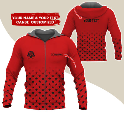 Customized Name & Text Darts Premium Zip Hoodie, Custom Name Darts Zip Hoodie For Men & Women - Gift For Darts Lovers, Darts Players