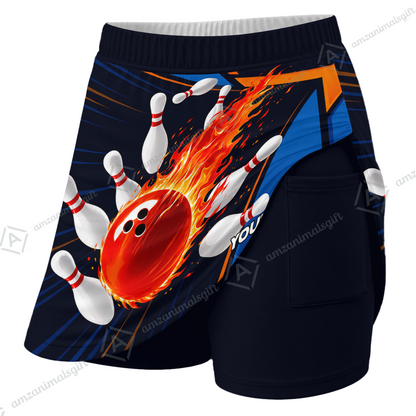 Customized Bowling Trouser Skirts With Shorts Underneath, Bowling Meteor Fireball With Pockets