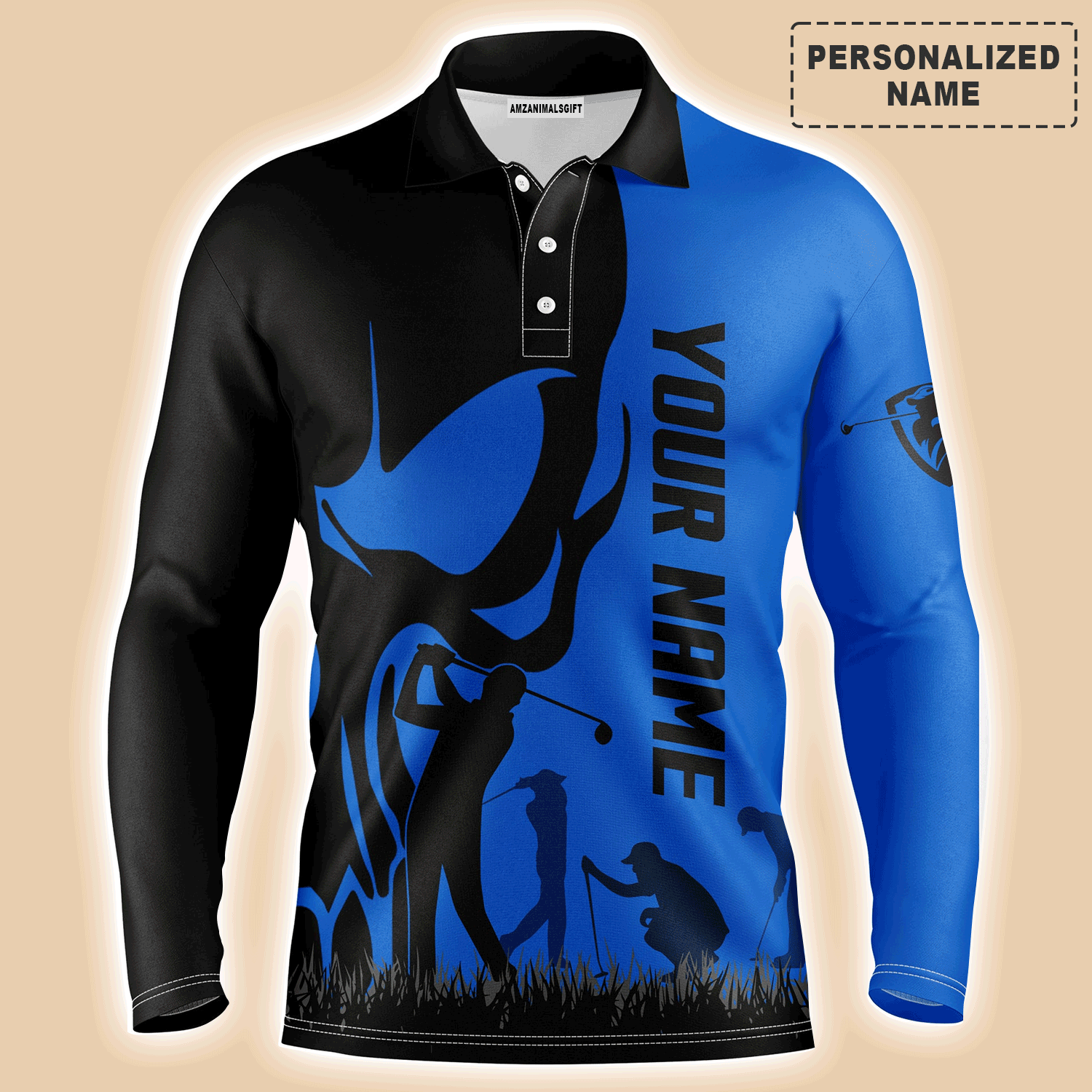 Custom Golf Long Sleeve Men Polo Shirt jerseys- Custom Name Skull Multicolor Apparel Men Polo Shirt - Perfect Polo Shirt For Men, Golfers