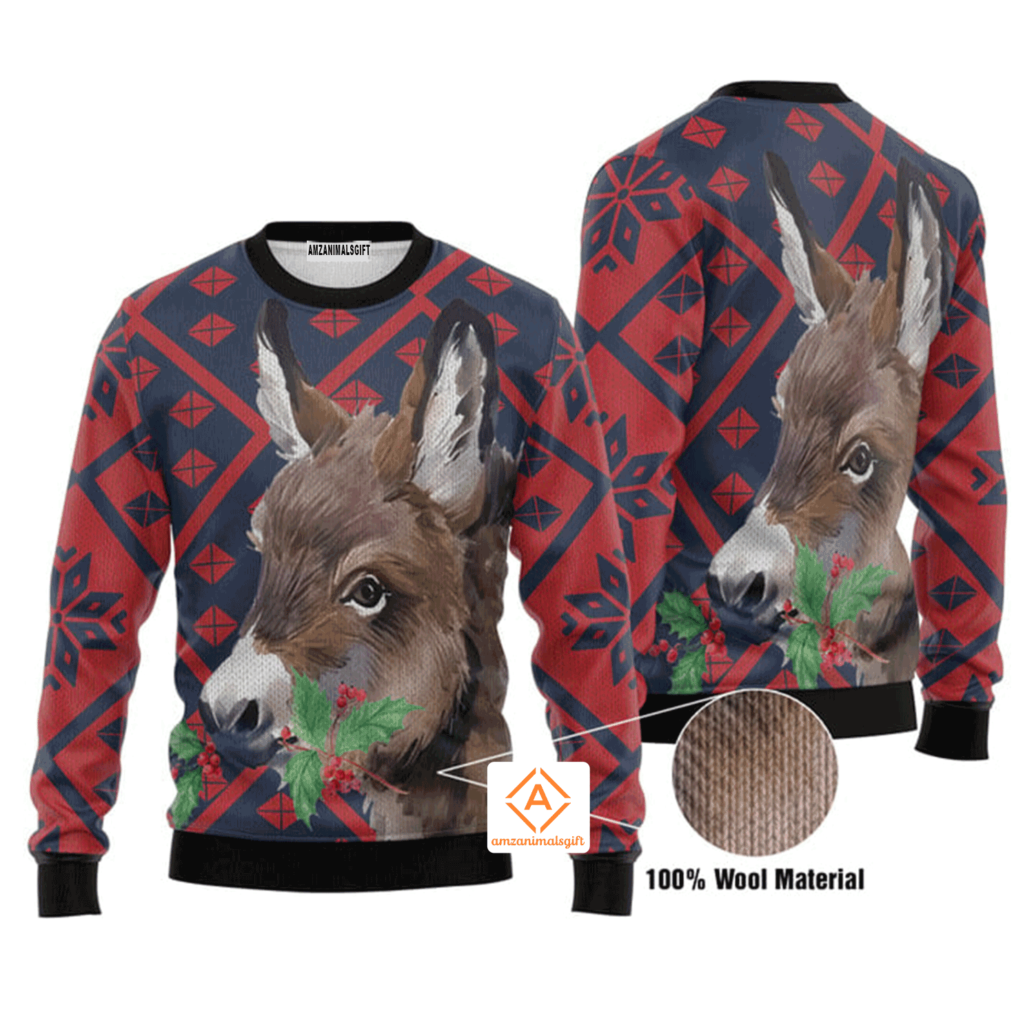 Donkey Christmas Sweater, Ugly Sweater For Men & Women, Perfect Outfit For Christmas New Year Autumn Winter