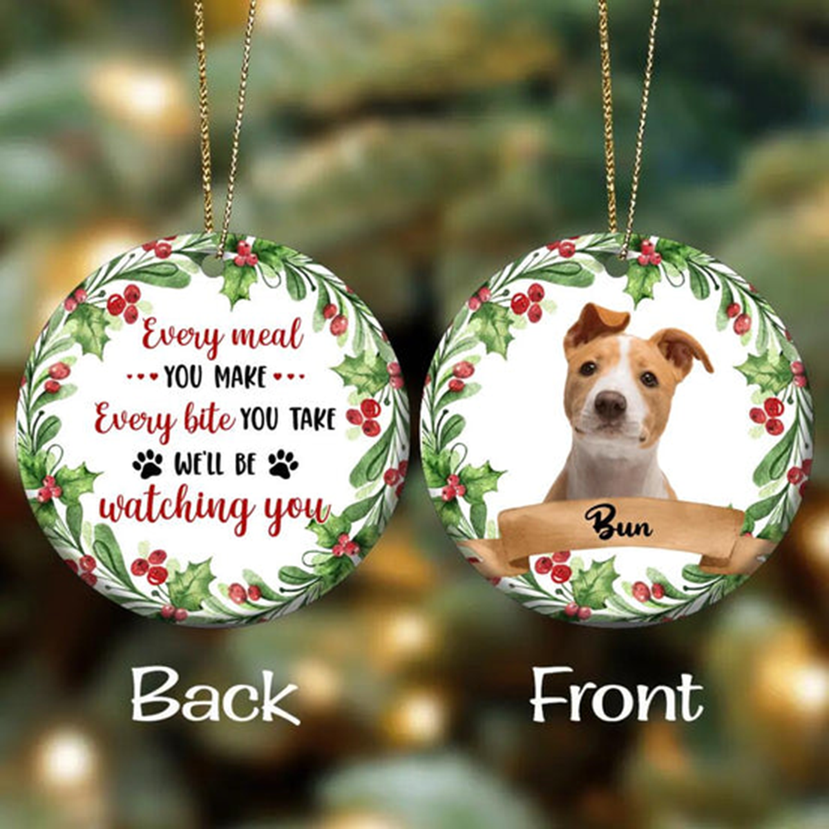 Custom Dog Photo Ceramic Ornament, Best 2023 Personalized Christmas Thanksgiving Gift For Dog Lovers, Cat Lovers, Pet Lovers