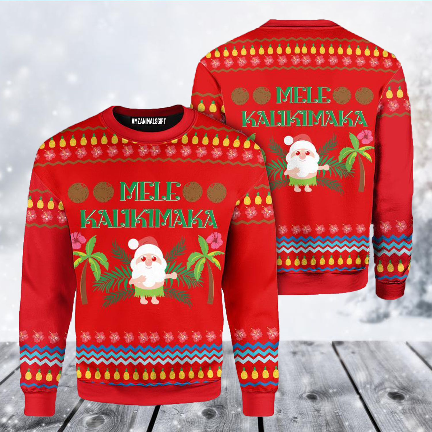 Santa Clause Christmas Ugly Sweater, Mele Kalikimaka Ugly Sweater, Cartoon Santa Clause Sweater, Perfect Gift For Christmas, Friends, Family