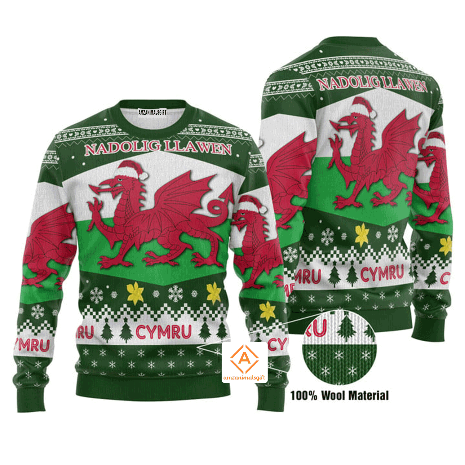 Wales Christmas Sweater Nadolig LLawen, Ugly Sweater For Men & Women, Perfect Outfit For Christmas New Year Autumn Winter