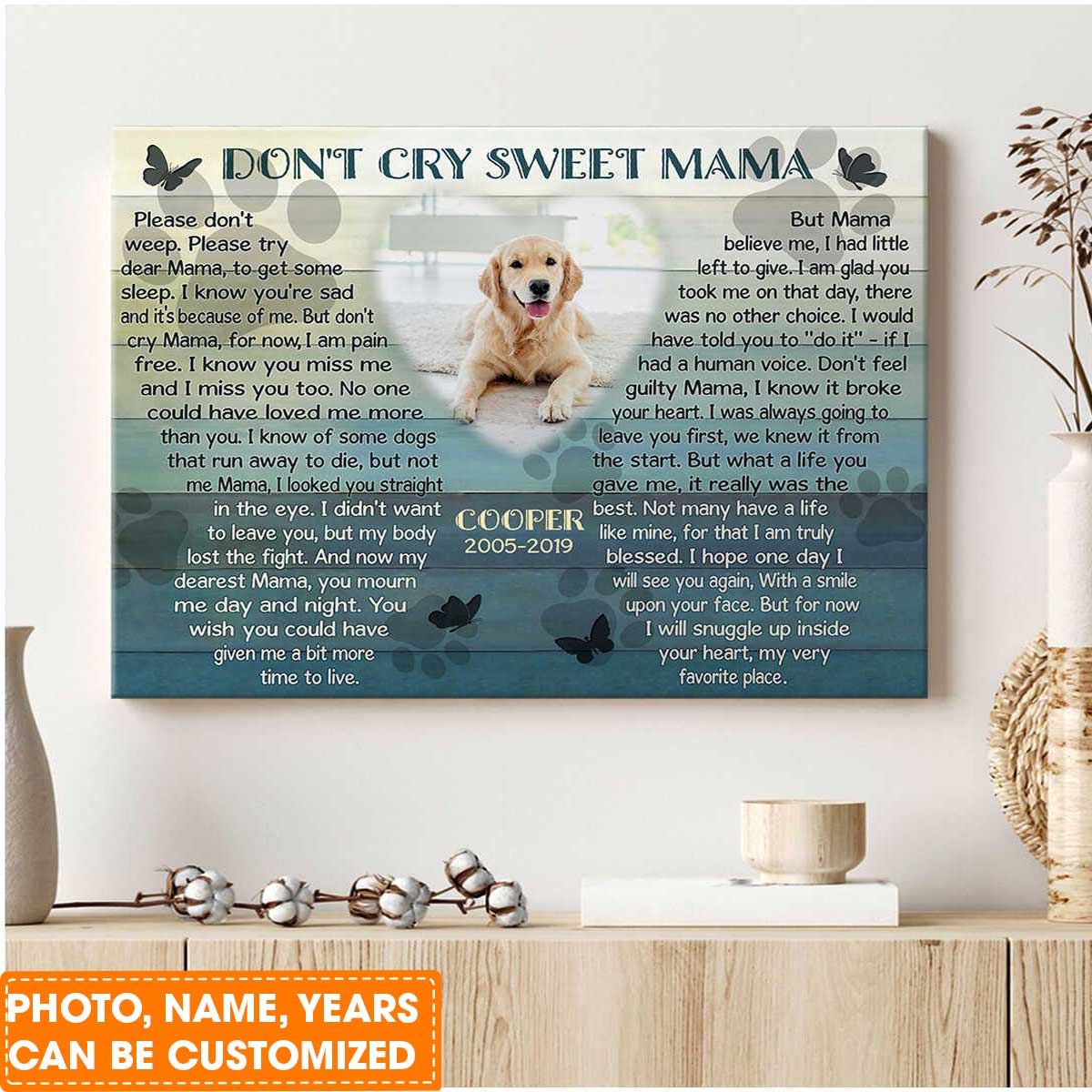 Personalized Dog Landscape Canvas, Gifts To Remember A Pet, Custom Pet Memorial, Perfect Gift For Dog Lovers, Friends, Family