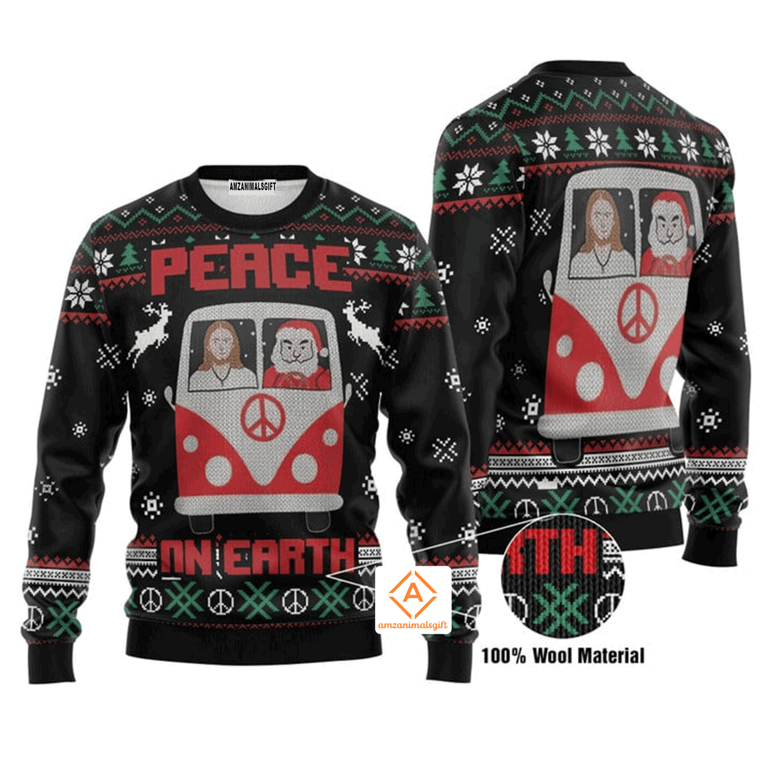 Jesus & Santa Peace On Earth Christmas Sweater, Ugly Sweater For Men & Women, Perfect Outfit For Christmas New Year Autumn Winter