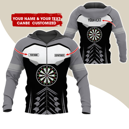 Personalized Name Darts Team Premium Zip Hoodie, Customized Dartboard Zip Hoodie For Men & Women - Gift For Darts Lovers, Darts Players