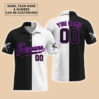 Customized Baseball Men Polo Shirt, Canada Baseball Logo Black White Custom Polo Shirt - Perfect Polo Shirt For Men, Baseball Lovers