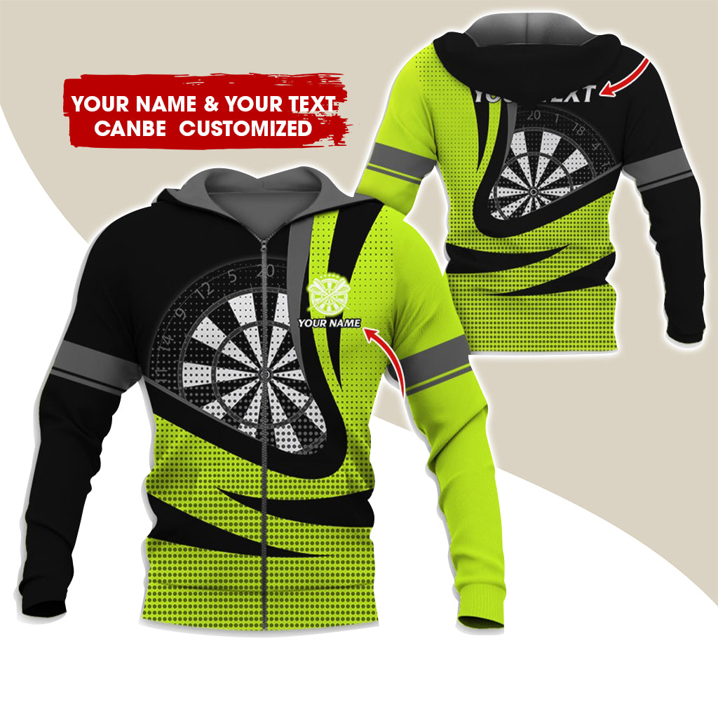 Custom Name & Text Darts Premium Zip Hoodie, Customized Name Polka Dots Darts Zip Hoodie For Men & Women - Gift For Darts Lovers, Darts Players