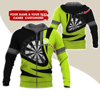Custom Name & Text Darts Premium Zip Hoodie, Customized Name Polka Dots Darts Zip Hoodie For Men & Women - Gift For Darts Lovers, Darts Players