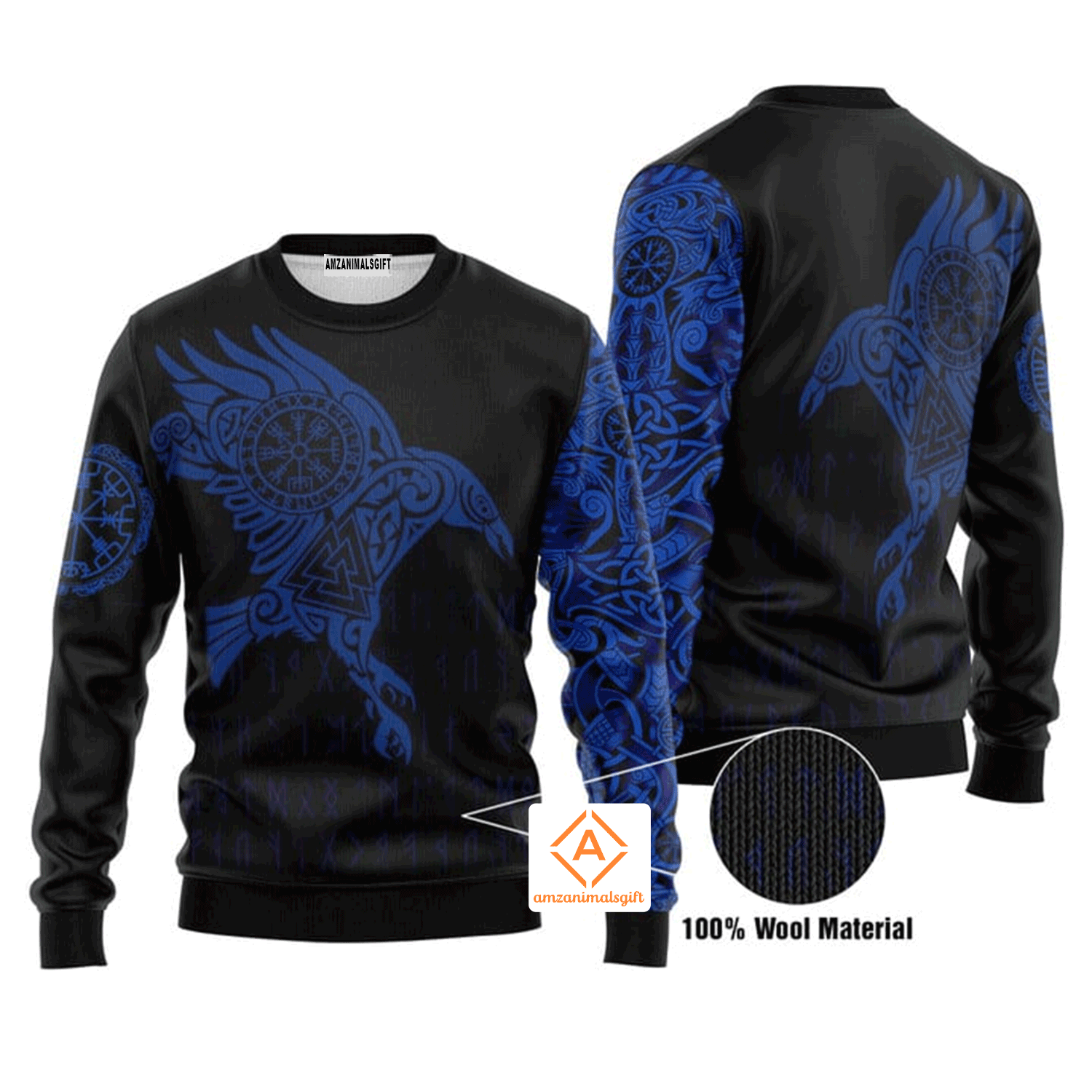 Vikings Christmas Sweater The Raven of Odin, Ugly Sweater For Men & Women, Perfect Outfit For Christmas New Year Autumn Winter
