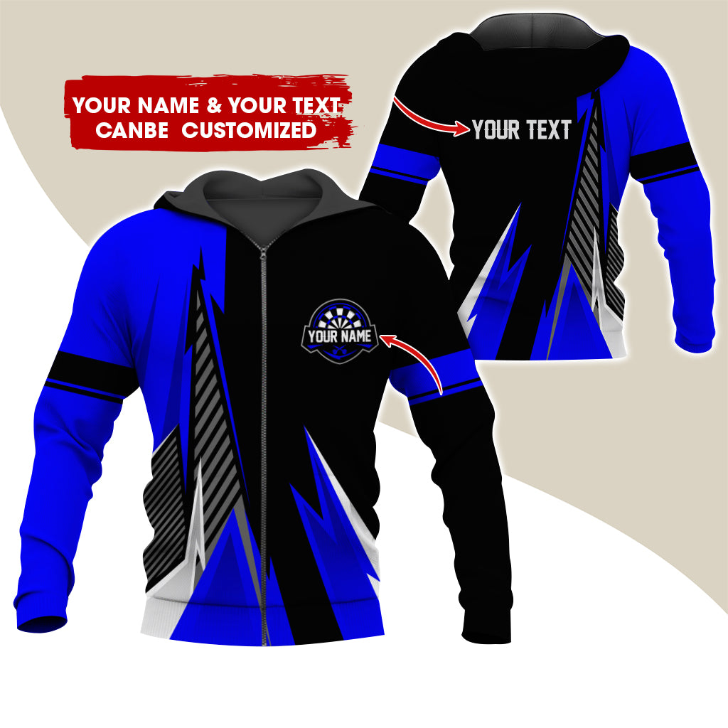 Customized Name & Text Darts Premium Zip Hoodie , Personalized Name Darts Zip Hoodie For Men & Women - Gift For Darts Lovers, Darts Players
