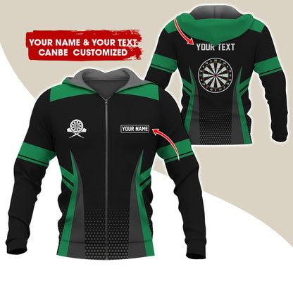 Customized Name & Text Darts Premium Zip Hoodie, Personalized  Dartboard Zip Hoodie For Men & Women - Gift For Darts Lovers, Darts Players