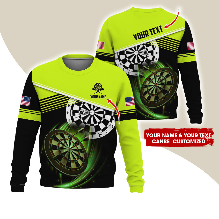 Customized Name & Text Darts Sweatshirt, Personalized Darts American Logo Sweatshirt For Men & Women - Gift For Darts Lovers, Darts Players
