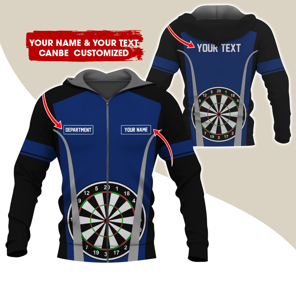 Customized Name, Text & Department Darts Premium Zip Hoodie, Personalized Darts Team Zip Hoodie For Men & Women - Gift For Darts Lovers, Darts Players