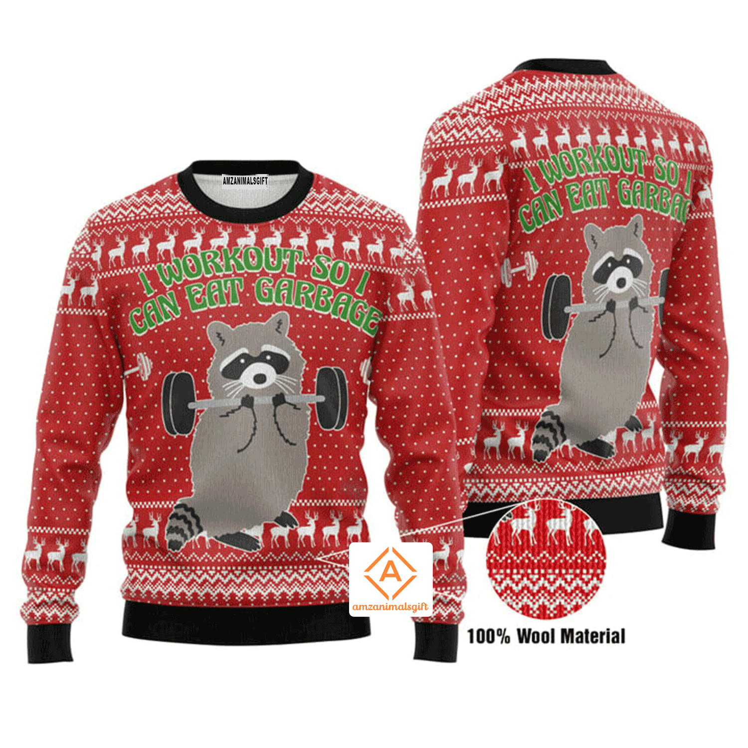 Raccoon Christmas Sweater I Workout So I Can Eat Garbage, Ugly Sweater For Men & Women, Perfect Outfit For Christmas New Year Autumn Winter
