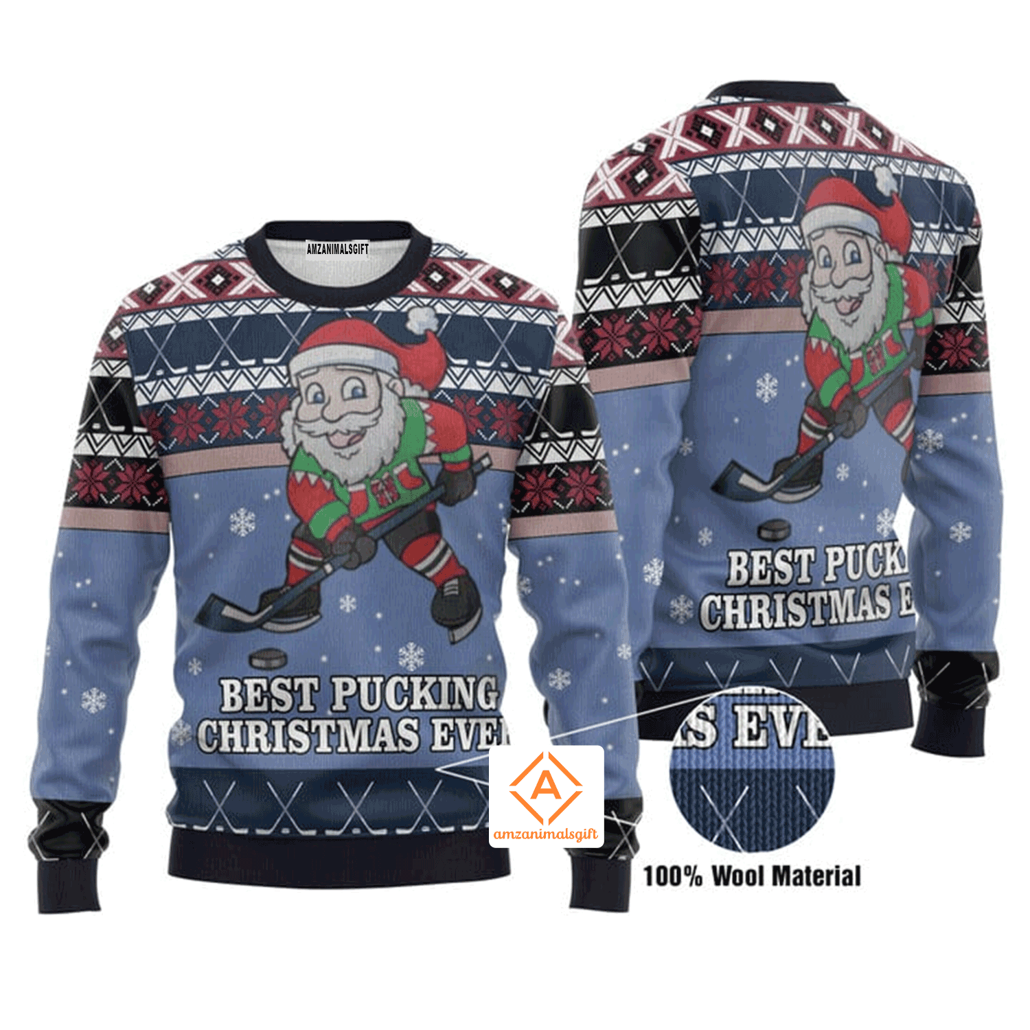 Santa Playing Hockey Christmas Sweater Best Pucking Christmas Ever, Ugly Sweater For Men & Women, Perfect Outfit For Christmas New Year Autumn Winter